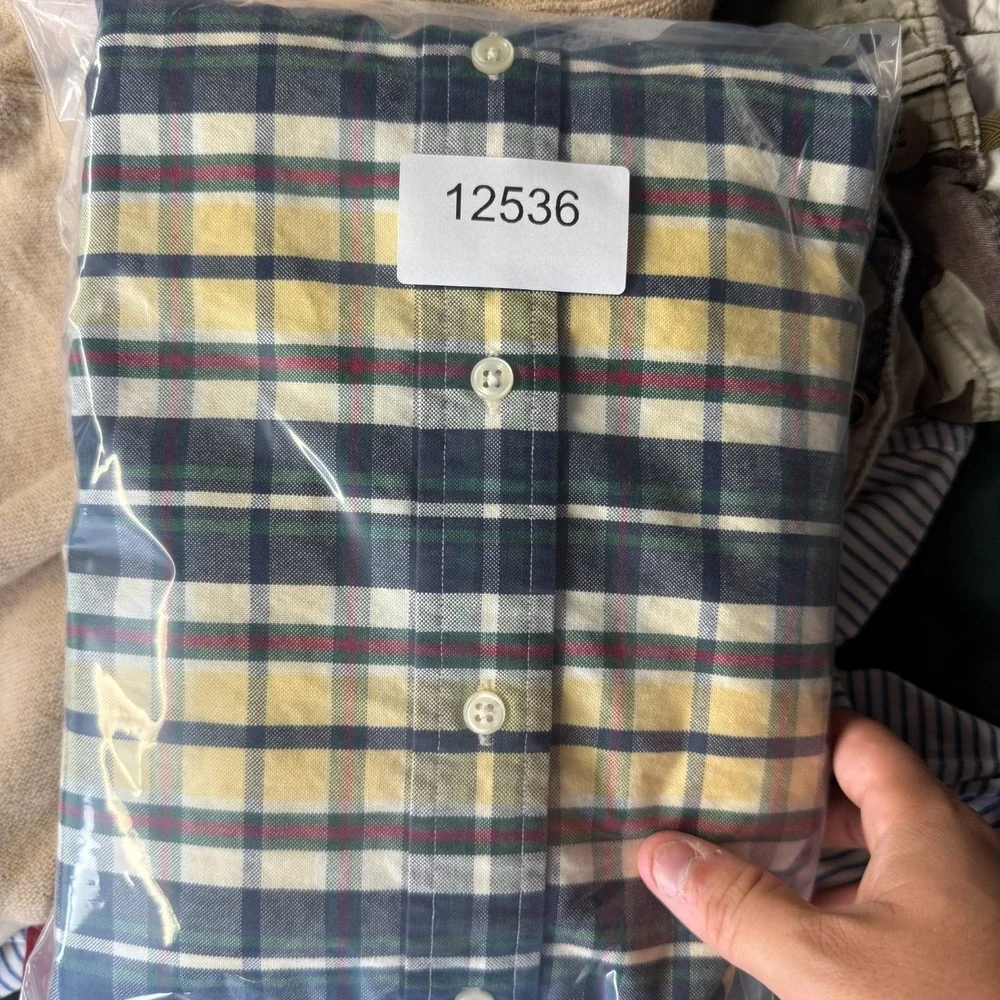 Polo Ralph‎ Lauren Shirt Mens Medium Plaid Custom Oxford Button Down Flesh Pony